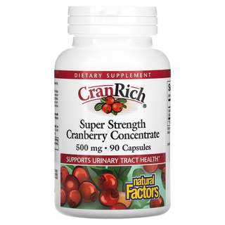 ภาพขนาดย่อของภาพหน้าปกสินค้าNatural Factors, CranRich, Cranberry Concentrate, สารสกัดแครนเบอรี่เข้มข้น 500 mg (90/ 180 แคปซูล) จากร้าน authenticofficialstore บน Shopee ภาพที่ 1