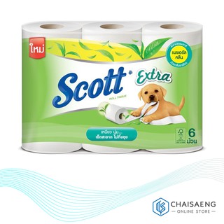 (แพ็ค 6 ม้วน)  Scott Extra Natural Roll Tissue สก๊อตต์® เอ็กซ์ตร้า กระดาษชำระ กลิ่นเนเชอรัล คลีน