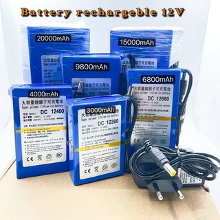 เช็ครีวิวสินค้า(JULINC30 ลด30%)แบตเตอรี่ battery rechargeble 12V 3000mAh 4000mAh 6800mAh 9800mAh 15000mAh 20000mAh แถมอะแดปเตอร์