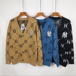 สินค้าพร้อมส่ง ! Mlb เสื้อกันหนาวแขนยาว ผ้าถัก ปักลายโลโก้ สไตล์คลาสสิก สําหรับผู้ชาย และผู้หญิง