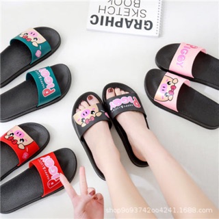 รองเท้าแตะ ผู้หญิง รองเท้าpiggy bow นุ่มพื้นยางใส่สบาย พร้อมส่ง4สี 36-41