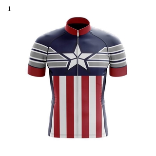 เสื้อกีฬาแขนสั้น Cbox 21SS Captain America สําหรับขี่จักรยานเสือภูเขา