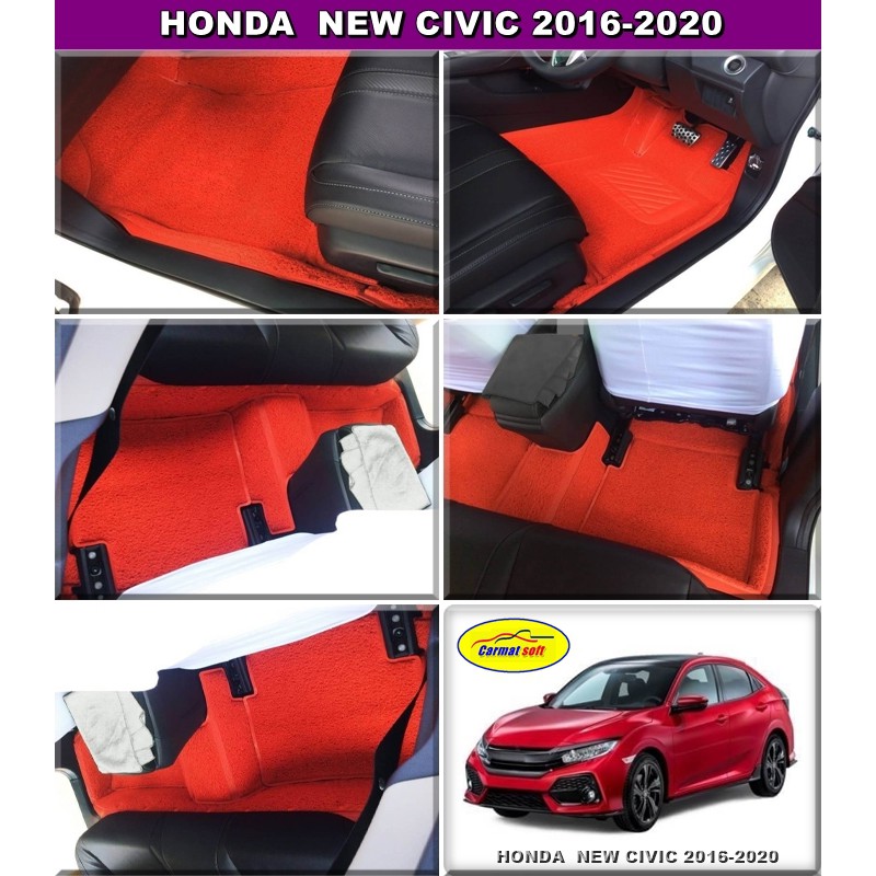 พรมไวนิลดักฝุ่น-รีดขอบ-civic-2016-2020-สีแดง-14-ชิ้น-เต็มคัน