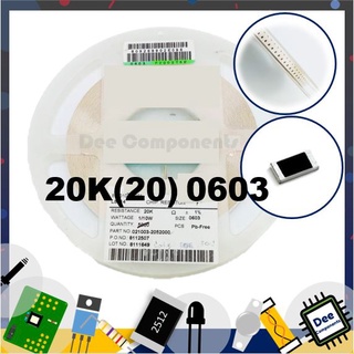 20K Ohm (20) 0603 ±1% 100 mW ±100ppm/℃ 0603WAF2002T5E ROYAL OHM  1-A2-32 (ขายยกแพ็ค 1 แพ็ค มี 100 ชิ้น)