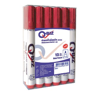 คิวบิซ ปากกาไวท์บอร์ด สีแดง แพ็ค 12 ด้าม101337Q-BIZ Whiteboard Markers (Bravo) Red 12Pcs/Pack