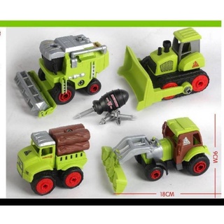รถของเล่น#🔥ใหม่4 Pcs ใน1ชุด DIY#รถก่อสร้าง#รถขนไม้# รถฟาร์มคละแบบ รถฟาร์ม รถของไถ รถเกี่ยว รถเกษตร รถเล่นมือ