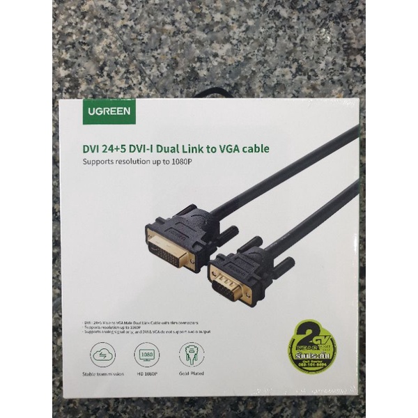 UGREEN สาย หัว DVI 24+5 Dual Link to VGA Male to Male Digital Video ...