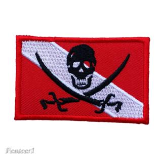 แพทช์สำหรับติดธงดำน้ำ - Skull Pirate Dive Flag Patch - 70 X 45 มม.