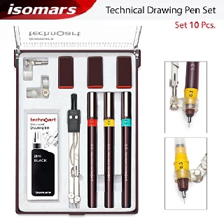 ชุดปากกาเขียนแบบ TechnoArt 10 ชิ้น SET OF 3 isomars