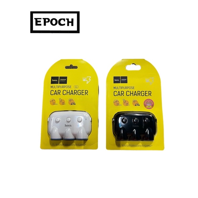 ที่ชาร์จในรถ HOCO C1 มี3ช่อง พร้อมหัวเสียบ USB 2 port ของแท้ มีสองสี ...