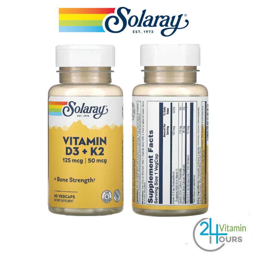 แพคเกจใหม่ ! Solaray , Vitamin D3 + K2 , Soy-Free , 60 แคปูซูล - บำรุง ...