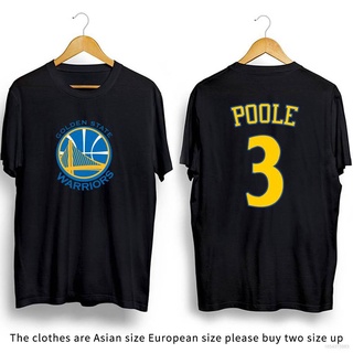 Ht3 เสื้อยืดคอกลม พิมพ์ลาย NBA Golden State Warriors Jordan Poole สีดํา สีขาว สําหรับผู้ชาย ผู้หญิง th3