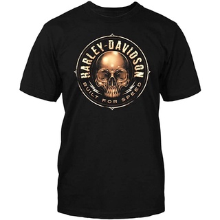 【🔥🔥】100%cotton เสื้อยืดผู้ชาย Harley-Davidson Military - Mens Black Skull Graphic T-Shirt - NAS Sigonella Skull Circl