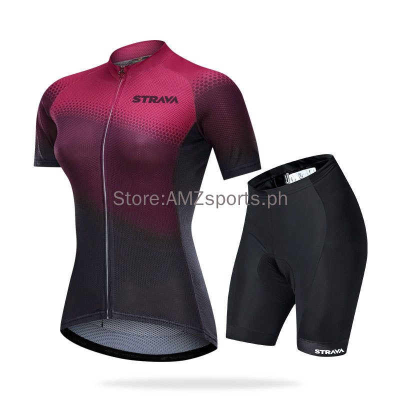 เสื้อกีฬาแขนสั้น-ลายทีม-strava-เหมาะกับใส่ขี่จักรยานเสือหมอบ-สําหรับผู้หญิง-2024