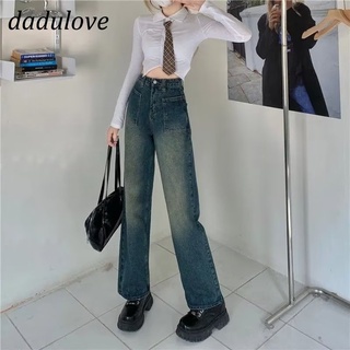 DaDulove💕 New Korean Version Retro Womens High Waist Jeans Loose Niche Wide Leg Pants Fashion Womens Clothing