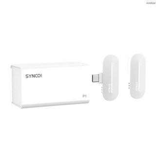Synco P1T ระบบไมโครโฟนไร้สาย 2.4G พร้อมตัวส่งสัญญาณ แบบคลิปหนีบ ตัวรับสัญญาณ Mini Type-C เคสชาร์จไร้สาย ระยะการส่งสัญญาณ 50 เมตร แบตเตอรี่ในตัว เข้ากันได้กับ Type-C อินเตอร์เฟส สมาร์ทโฟน แท็บเล็ต แล็ปท็อป สําหรับโทรศัพท์มือถือ Vlog สตรีมมิ่ง สัมภาษณ์