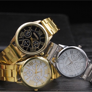 ผู้หญิงหรูหราตัวเลขโรมันทอง Geneva GE11 นาฬิกาข้อมือแบบอนาล็อก