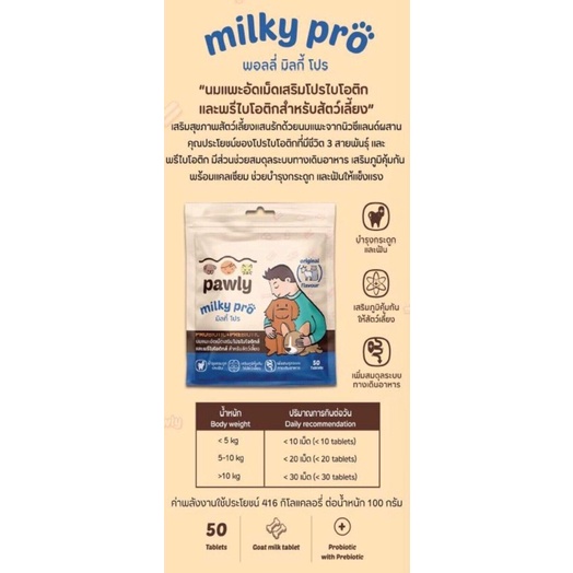 pawly-milky-pro-นมแพะอัดเม็ดเสริมโปรไบโอติกและพรีไบโอติกสำหรับสัตว์เลี้ยง