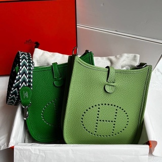 HERMES EVELYN BAMBOU VERT  in TOGO 7inch หรือ 17cm