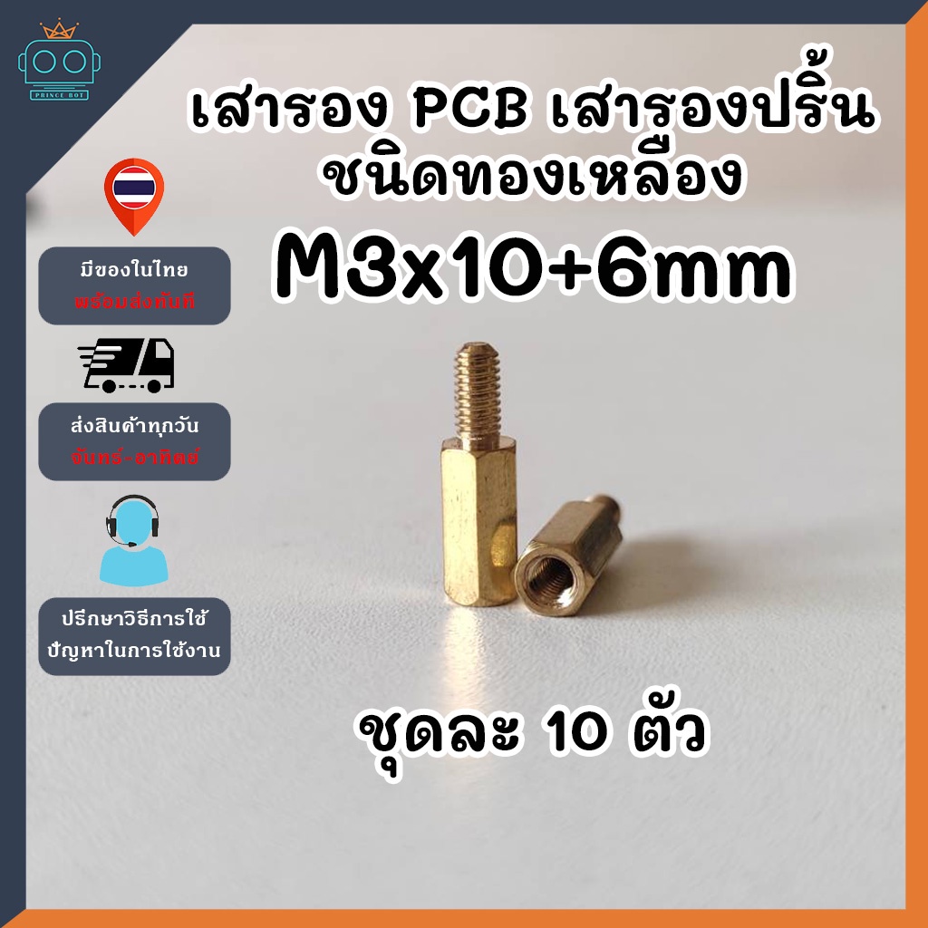 ภาพหน้าปกสินค้าเสารอง PCB เสารองปริ้น เสาทองเหลือง ชนิดผู้-เมีย M3x10+6mm (ชุดละ 10 ตัว) จากร้าน prince_bot บน Shopee