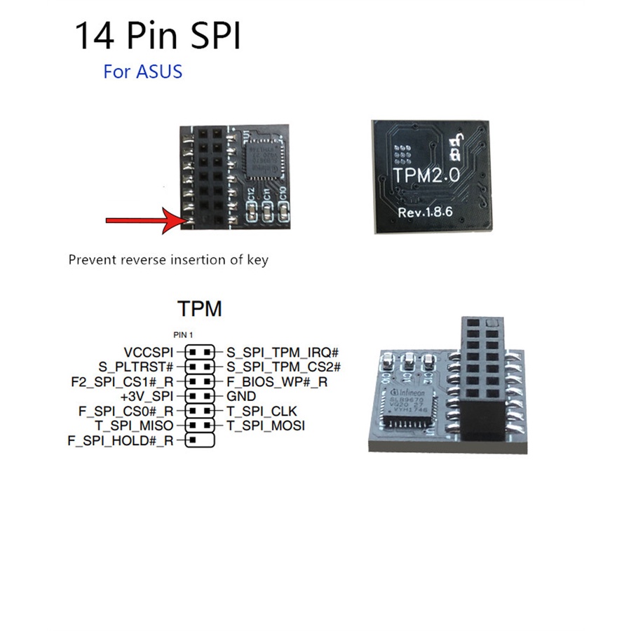 Tpm โมดูล 2.0 14-1 Pin เพื่อความปลอดภัย สําหรับเมนบอร์ด ASUS SPI Card ...