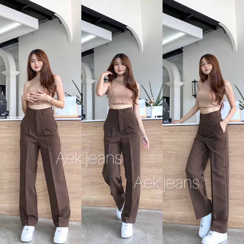 s-xxxl-กางเกงขากระบอกกลาง-รุ่นแต่หูเข็มขัด-เอวสูง-ผ้าไอวี่-ทรงสวยมาก