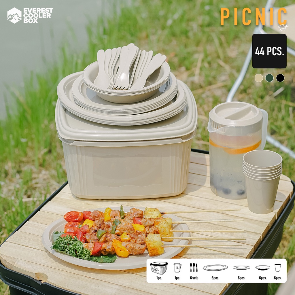 กล่องข้าวปิคนิค-ชุดปิคนิค-จานชามแคมป์ปิ้ง-new-product-picnic-set-camping-collection-set-44-pcs