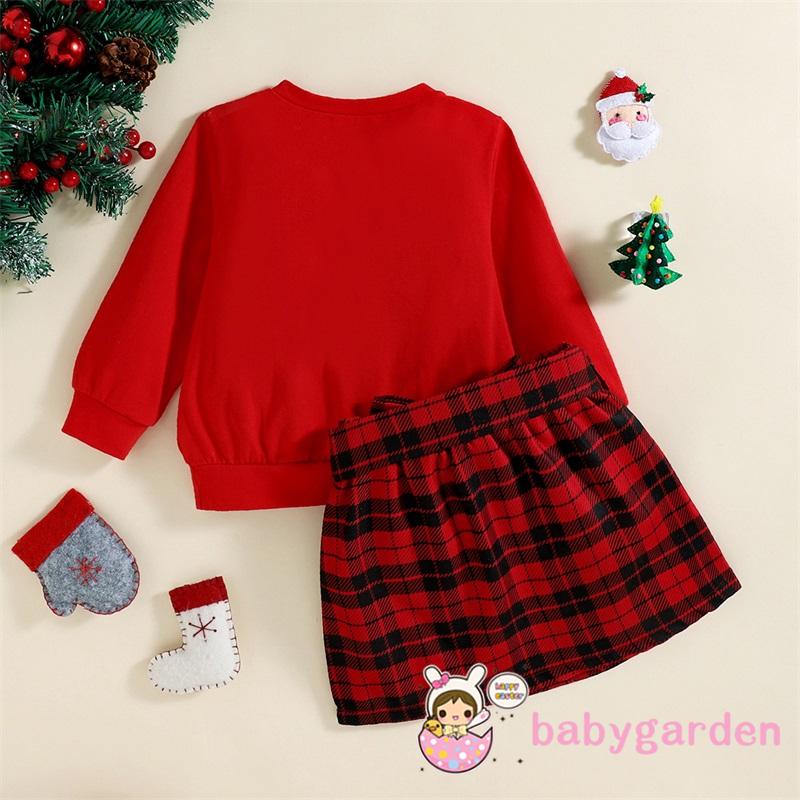 babygarden-เสื้อกันหนาวแขนยาว-คอกลม-ลายตุ๊กตาหมี-และกระโปรง-ลายสก๊อต-และเข็มขัด-สําหรับเด็กผู้หญิง-อายุ-1-6-ปี-2-ชิ้น-ต่อชุด