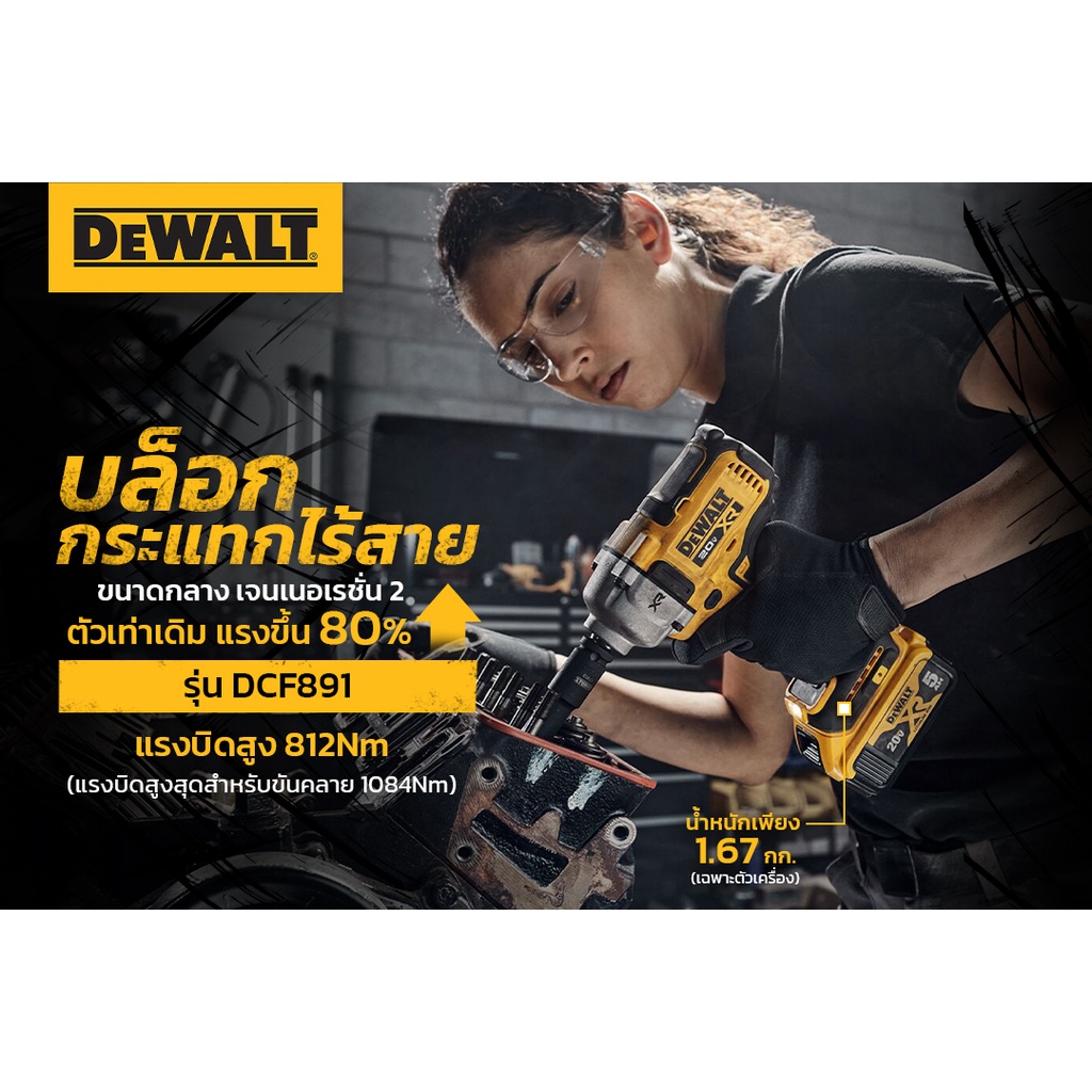 DeWALT รุ่น DCF891N บล็อกไร้สาย แรงบิดสูงสุดสำหรับขันคลาย 1084Nm ...
