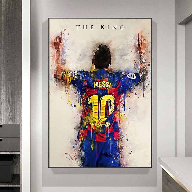 ภาพวาดโปสเตอร์-football-star-king-messi-สําหรับตกแต่งบ้าน