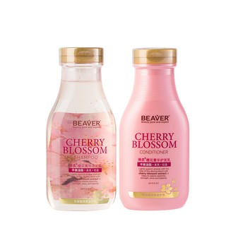 Beaver Cherry Blossom shampoo+conditioner 350ml แชมพูพร้อมครีมนวดที่มีน้ำมันสกัดจากดอกซากุระ บำรุงรากผมและหนังศรีษะ