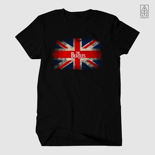 เสื้อยืดวงดนตรีเสื้อยืด พิมพ์ลายธง THE BEATLES THE BEATLES ENG สีเมทัลร็อคall size