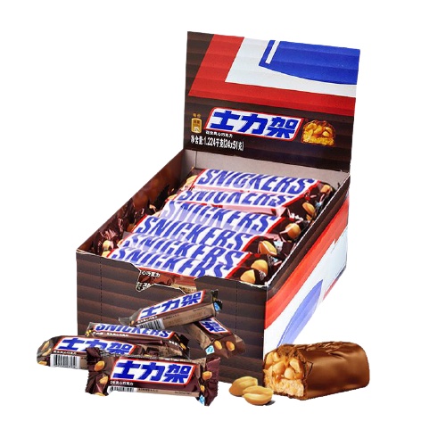 1-กล่อง-snickers-สนิกเกอร์ส-ถั่วลิสงคาราเมลและนูกัตเคลือบช็อกโกแลตนม-กล่องละ-51กรัม-x-24ชิ้น