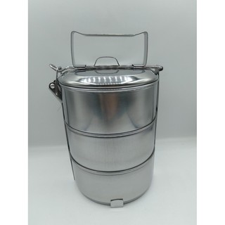 ปิ่นโตแสตนเลส 3 ชั้น ขนาด 12 ซม. Food Carrier(SILVER)