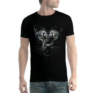 [100% Cotton] Wanyg Panther เสื้อยืดลําลอง แขนสั้น คอกลม พิมพ์ลายสัตว์ ตาสีเขียว สไตล์คลาสสิก สําหรับผู้ชาย เหมาะกับการเ