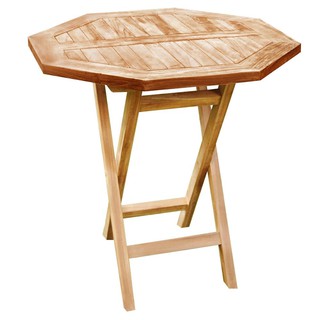โต๊ะ เก้าอี้ โต๊ะพับไม้สักทรงแปดเหลี่ยม SURE TGE-60F 60x60x75 ซม. สีธรรมชาติ เฟอร์นิเจอร์นอกบ้าน สวน อุปกรณ์ตกแต่ง OCTAG