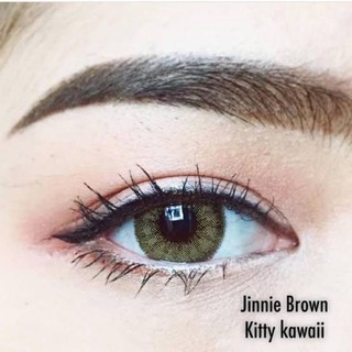 Jinnie Brown (2) สีน้ำตาล น้ำตาล ขอบฟุ้ง บิ๊กอาย Kitty Kawaii ค่าอมน้ำสูง Contact Lens Bigeyes คอนแทคเลนส์ ตาโต