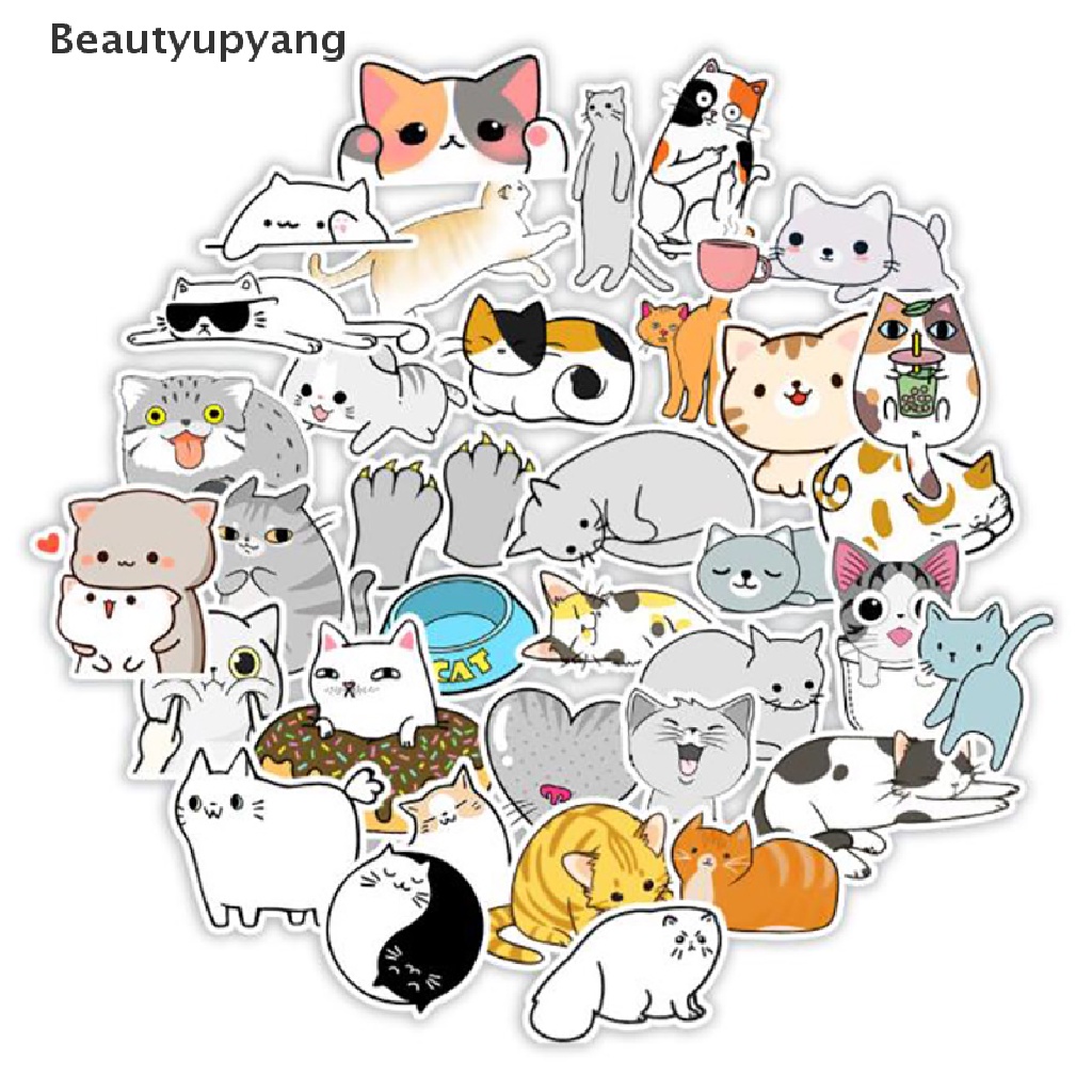 beautyupyang-สติกเกอร์-ลายการ์ตูนแมวน่ารัก-กันน้ํา-สําหรับติดตกแต่งคอมพิวเตอร์-โน้ตบุ๊ก-แก้วน้ํา-50-ชิ้น-ต่อถุง