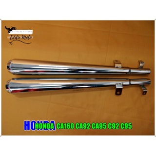 HONDA C92 C95 CA92 CA95 CA160 EXHAUST MUFFLER PIPE LH&amp;RH (1 PAIR) "VINTAGE" // ท่อไอเสีย ท่อคุ่ เหล็กชุบโครเมี่ยม