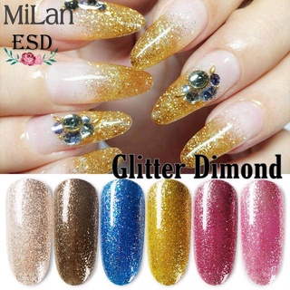 สีทาเล็บเจล Milan สีกริสเตอร์ ไดมอน Glitter Diamond Color Series Nail Gel Polish  ขนาด 15 ml.