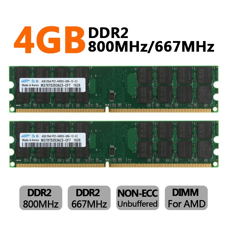 Samsung Ddr2 8Gb (2X4Gb) 800Mhz / 667Mhz หน่วยความจํา Pc2-6400 / Pc2-5300  240Pins Dimm 1.8V Memoria Ddr2 Ram สําหรับคอมพิวเตอร์ | Shopee Thailand