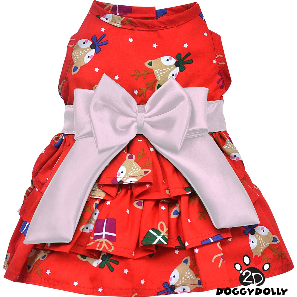 pet-cloths-doggydolly-เสื้อผ้าแฟชั่น-ชุดคริสต์มาส-เสื้อผ้าสัตว์เลี้ยง-เสื้อผ้าหมาแมว-ชุดกระโปรง-ของขวัญสีแดง-d533