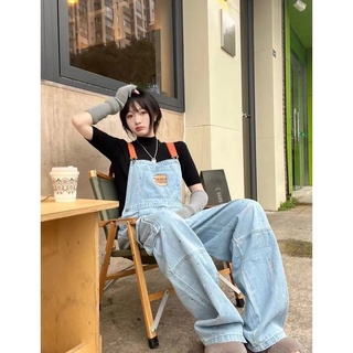 ภาพหน้าปกสินค้าNew🎈American retro denim overalls 2022 ใหม่ผู้หญิงกางเกงขากว้างหลวมกางเกงตรง ที่เกี่ยวข้อง