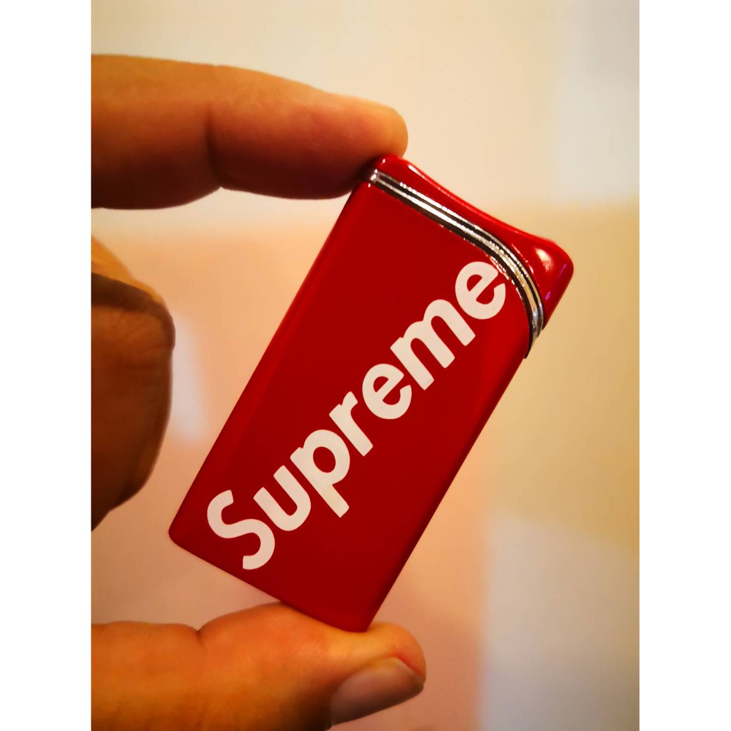 ไฟแช็ค-ไฟแช๊ค-lighter-ไฟฟู่สีเขียวต้านลม-รูป-supreme-พกพาสะดวก-ขายดี