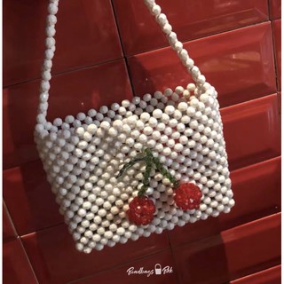 กระเป๋าลูกปัด Cherry poppy beadsbag#010006