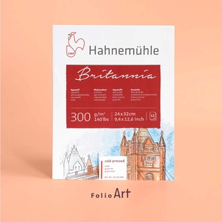 FOLIO ART : กระดาษวาดภาพ Hahnemühle paper pad  รุ่น Britannia 300 แกรม เล่มฉีก ขนาด 24x32 cm. 12 แผ่น 8570125
