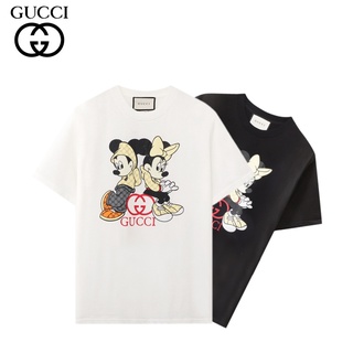 [S-5XL]เสื้อยืดแขนสั้นลําลอง ผ้าฝ้าย ทรงหลวม พิมพ์ลายตัวอักษร Mickey Mouse แฟชั่นสําหรับผู้ชาย และผู้หญิง