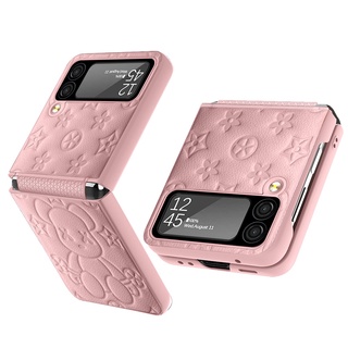 เคสโทรศัพท์มือถือหนัง PU กันกระแทก ลายหมี สําหรับ Samsung Galaxy Z Flip 3 4 5 Z Flip 5 3 4