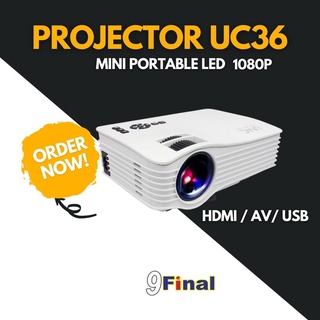 Unic UC36 (White) By 9FINAL Mini Portable LED Projector โปรเจคเตอร์ Full Color 1080P Home Cinema HDMI /AV/USB