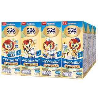 (แพ็ค 12) S-26 Gold Progress 3 UHT Milk เอส-26 โกลด์ โปรเกรส นมยูเอชทีรสจืด สูตร 3 180 มล.